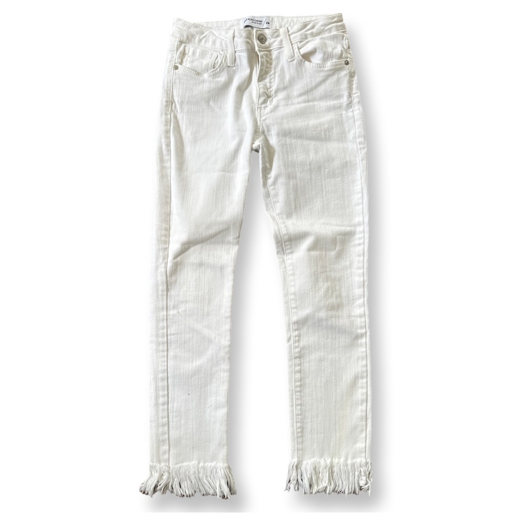 White Fringe Hem Jeans